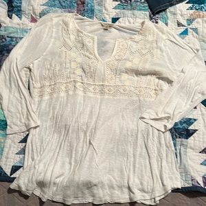 Cream tunic long sleeve lucky brand XL